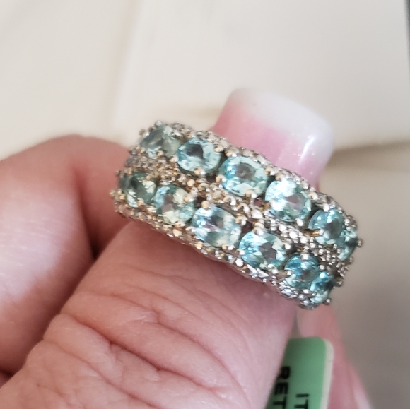 Size 5.25, Paraiba Apatite, Sterling Silver, TGW 2.10 carats, NWT - Picture 1 of 6